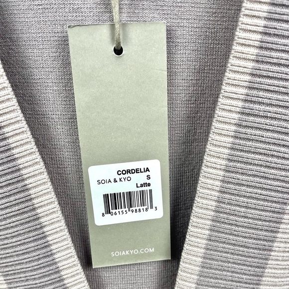 NEW Soia & Kyo Cordelia Varsity Coatigan Cardigan in Latte (Grey Taupe) Size S - Picture 7 of 8